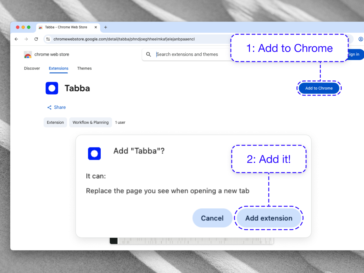 Install Tabba from Chrome store